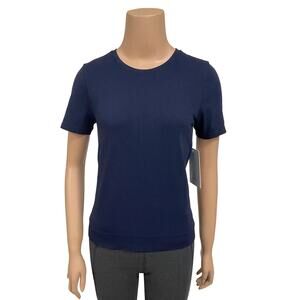 Athleta In Motion Seamless Tee Sz XS New $59 Dress Blue Semi-Fitted UPF Crew Top